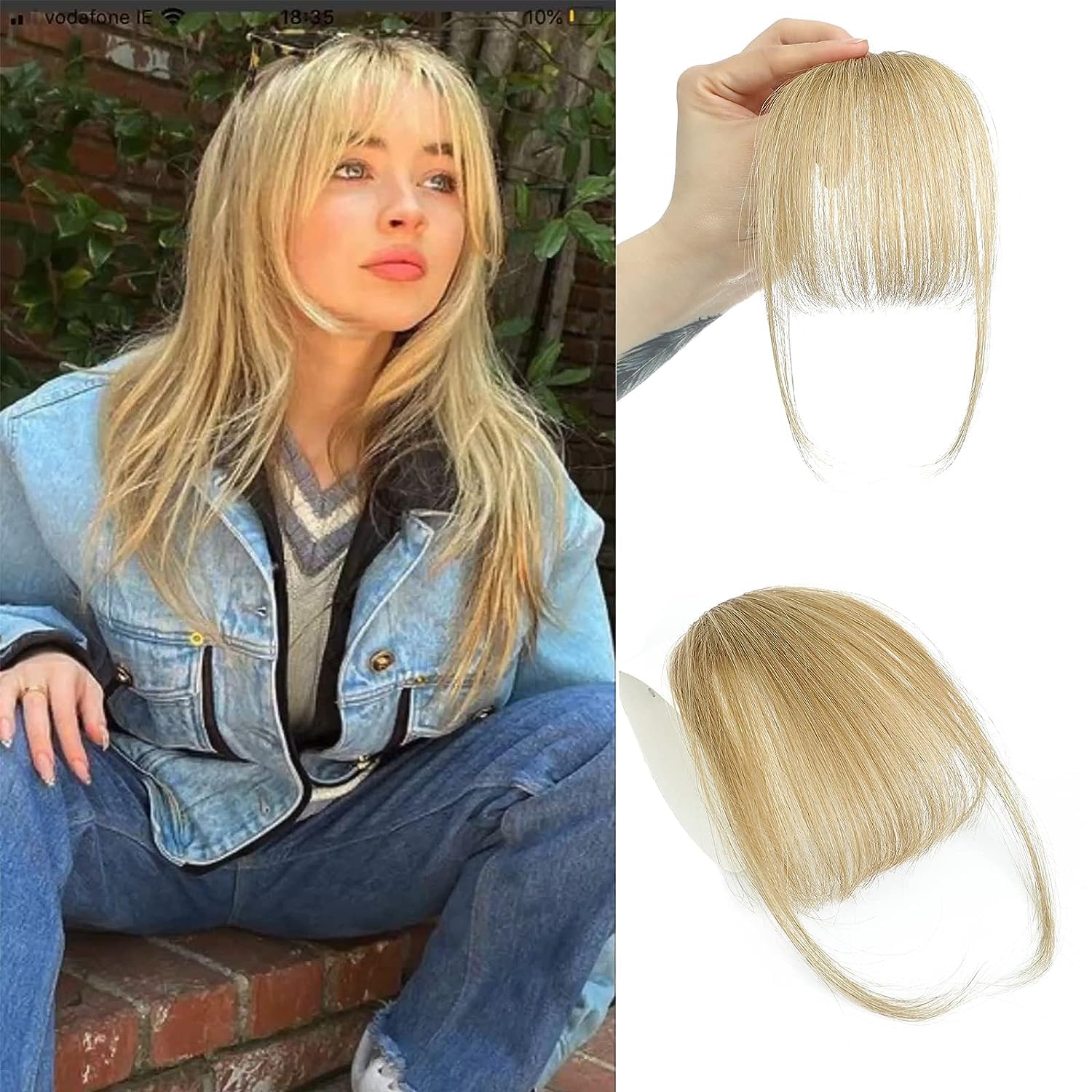 Seamless Clip In Hair Extensions Human Hair - 100% Human Hair Wispy Bangs Clip
