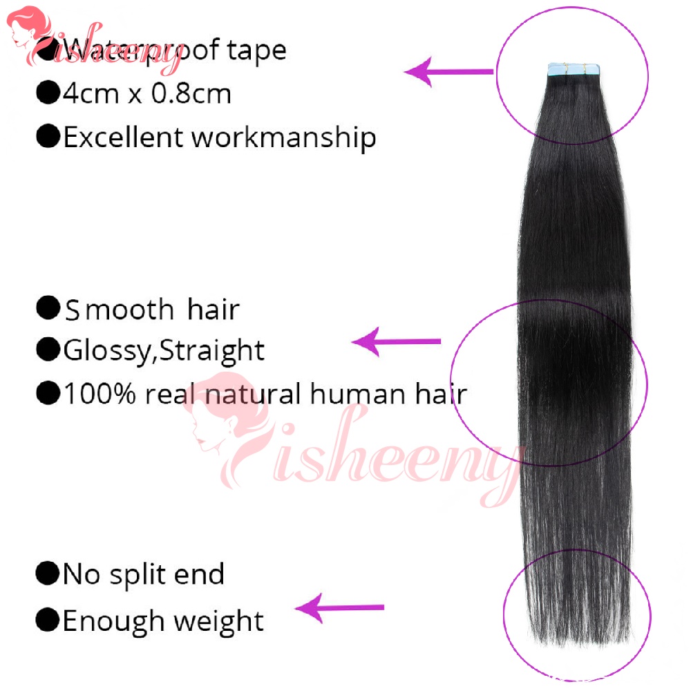 Isheeny Straight Tape In Hair  - Invisible Tape In Extensions Real Hair ulasan dan harga