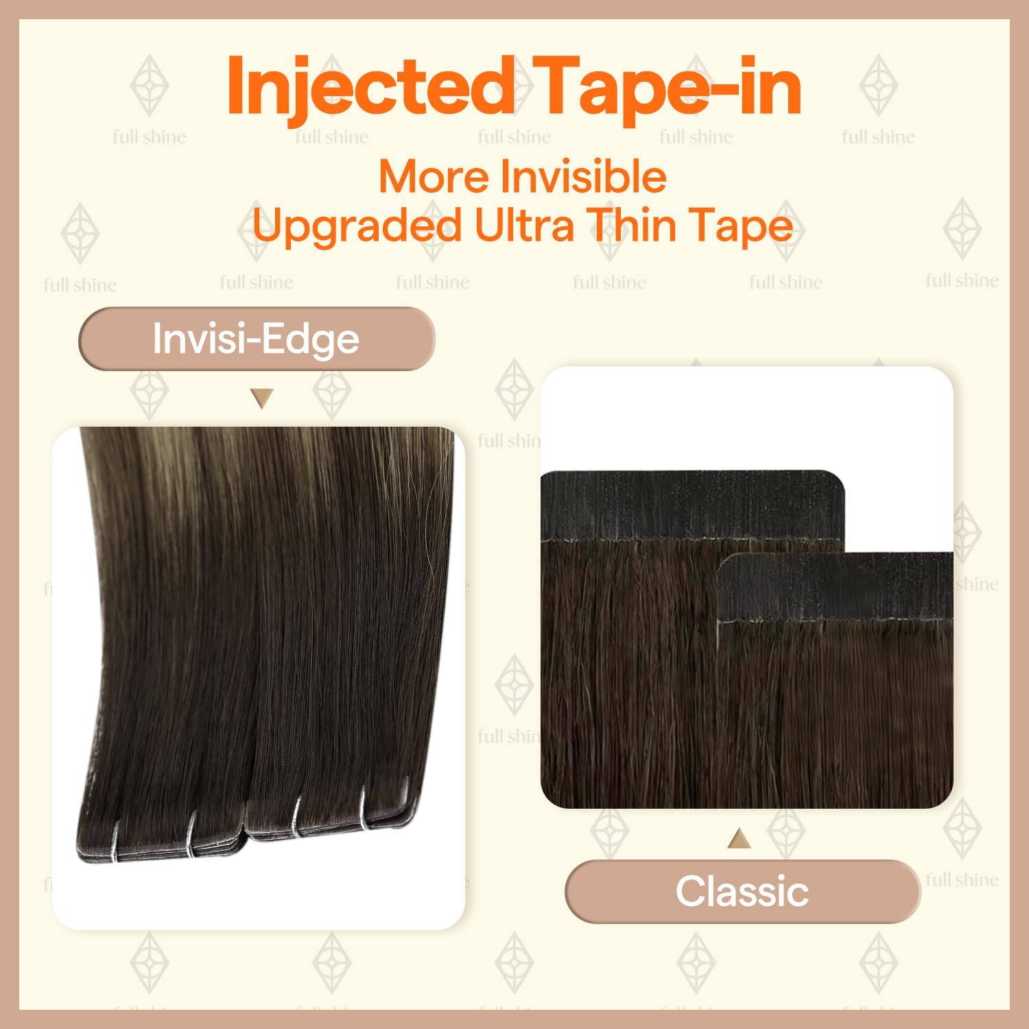 Full Shine Virgin Injection Ta - Invisible Tape In Extensions Real Hair ulasan dan harga