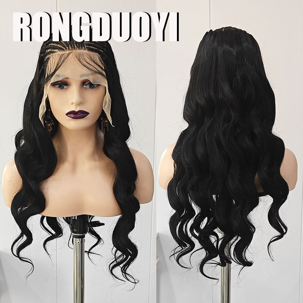 RONGDUOYI Black Braided Wave S - Synthetic Braided Wigs For Black Women ulasan dan harga